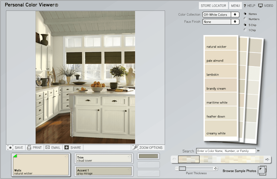 A preview of Benjamin Moore's tool (Personal Color Viewer®) that allows you to virtually paint your room!