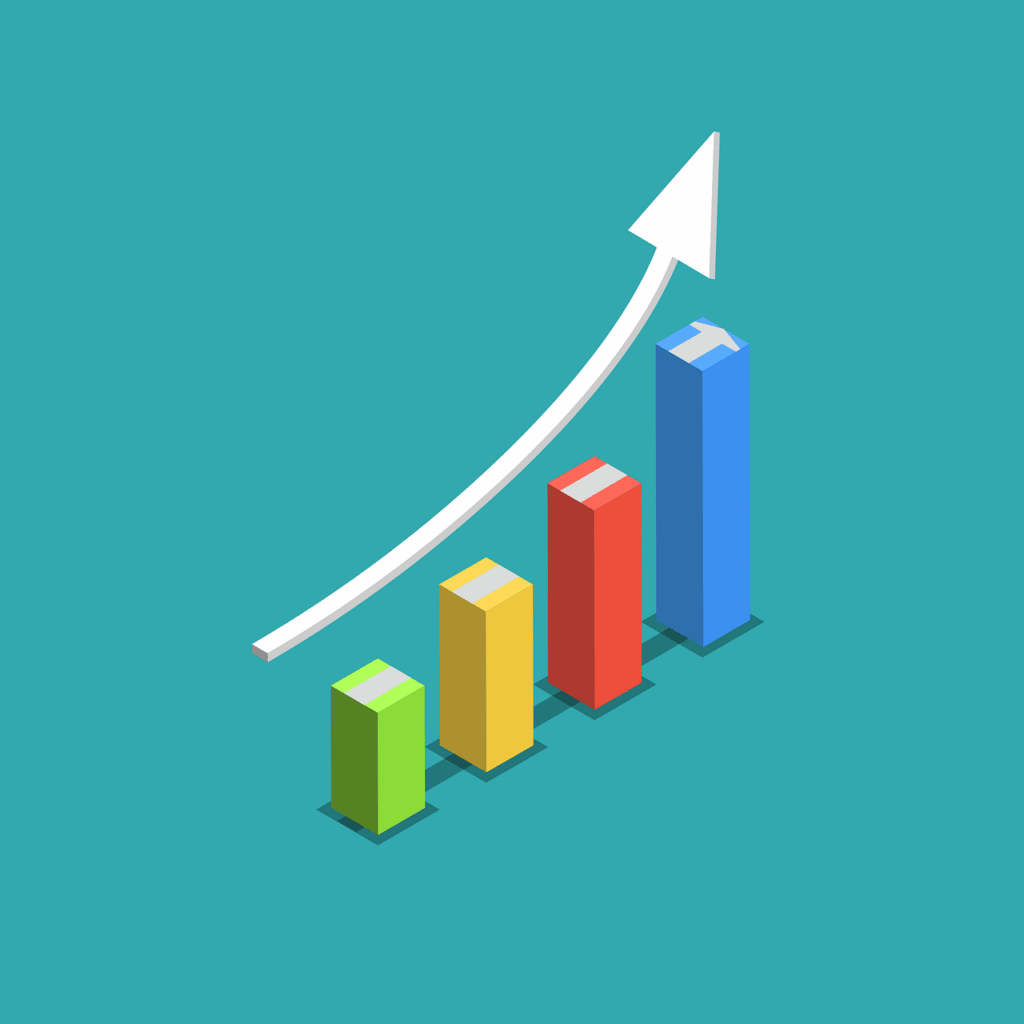 A graph showing an upward trend