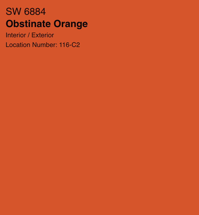 Sherwin Williams' "Obstinate Orange" color / #6884