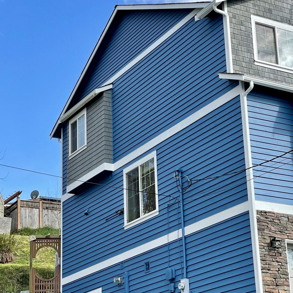 Exterior of a full residential exterior paint job in West Seattle.