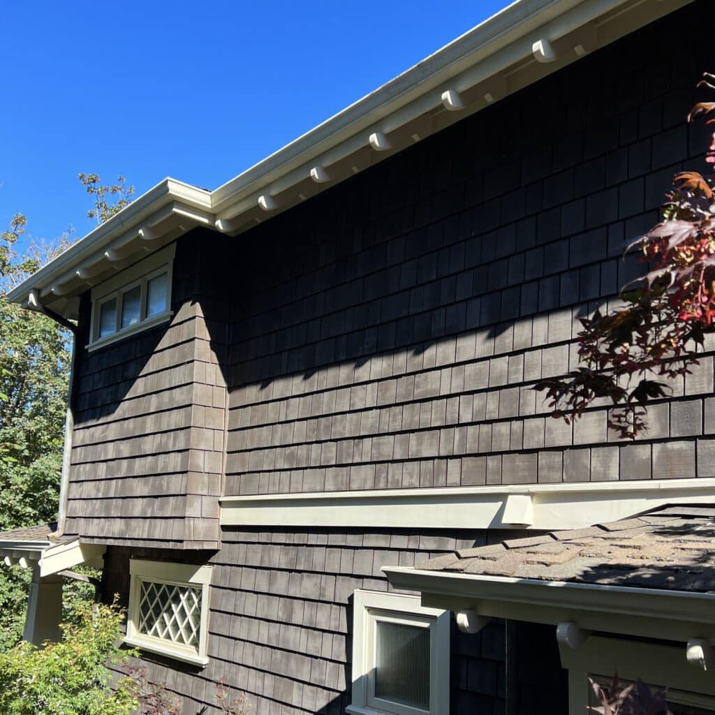 Exterior of house before staining.