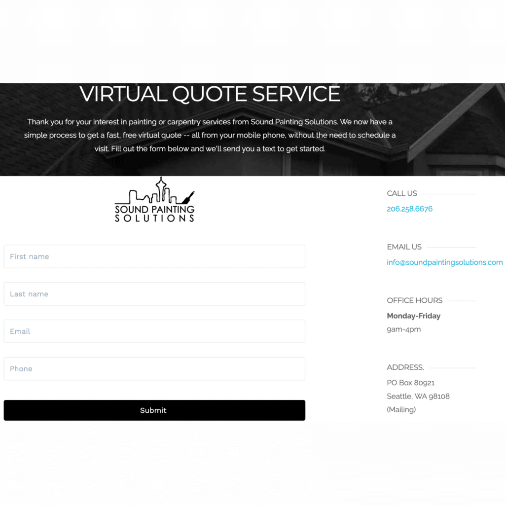 This is the virtual quote service page on our website.