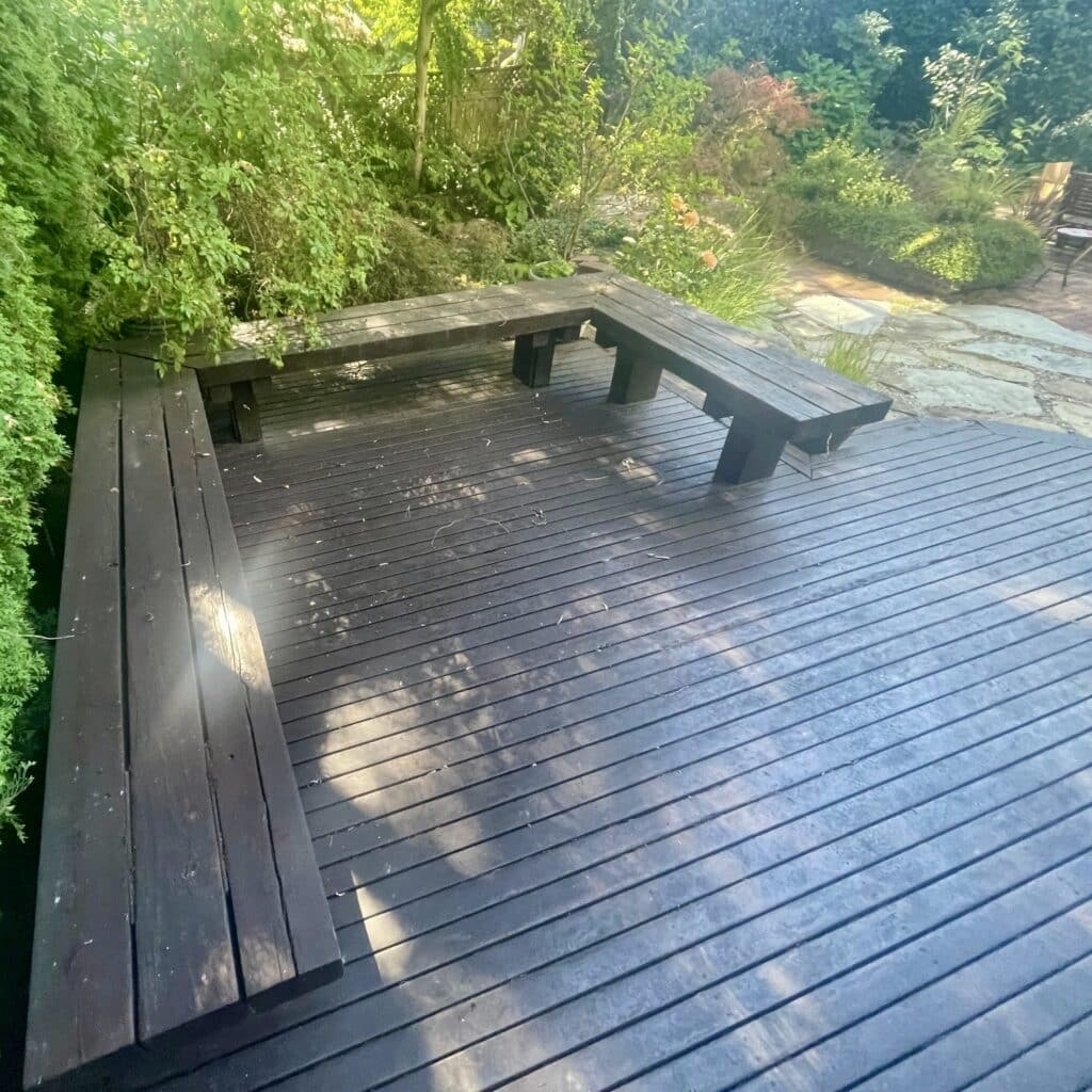 Deck and stair system before demo.