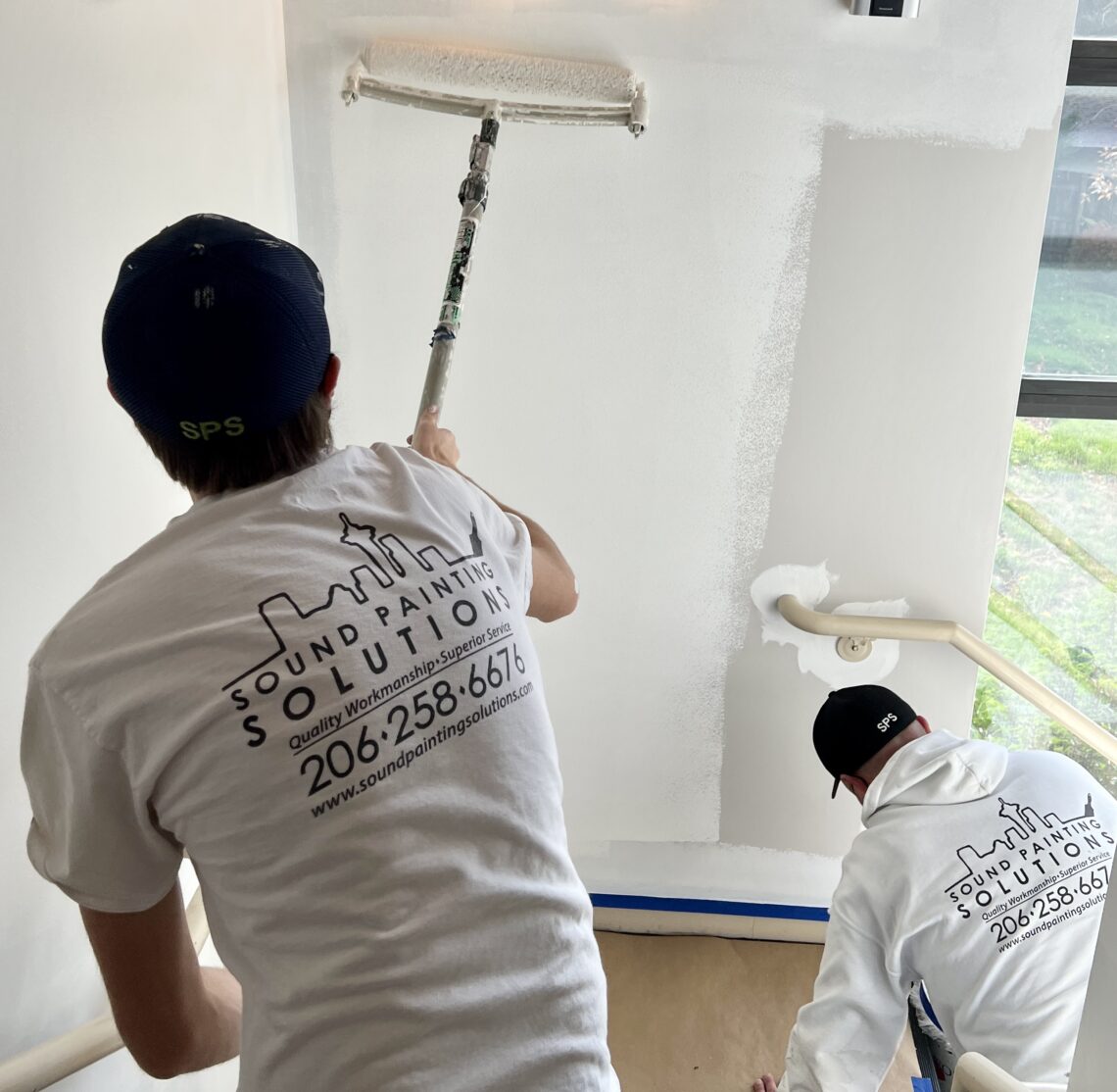Crew working on interior painting project