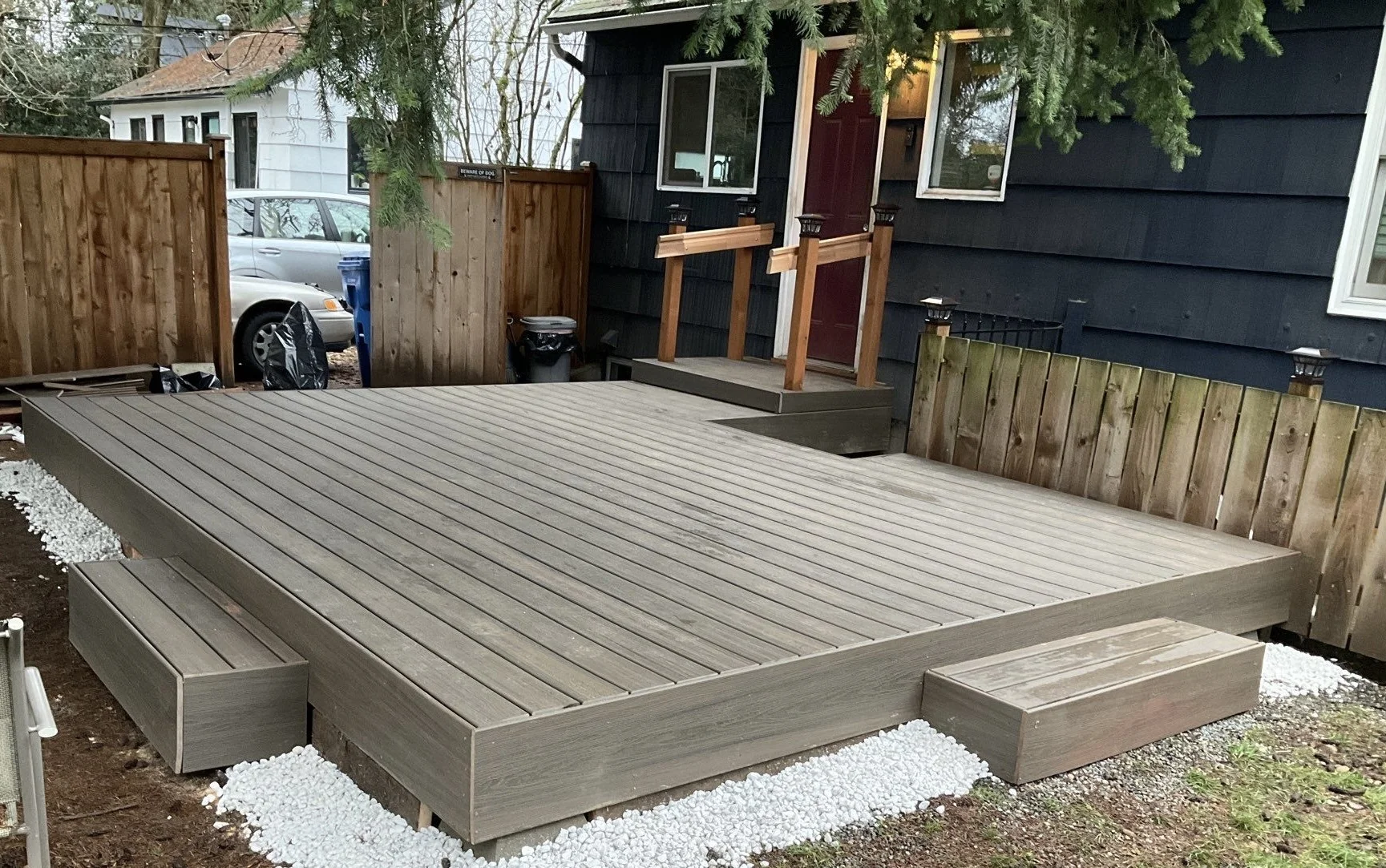 Composite carpentry deck build in Seattle
